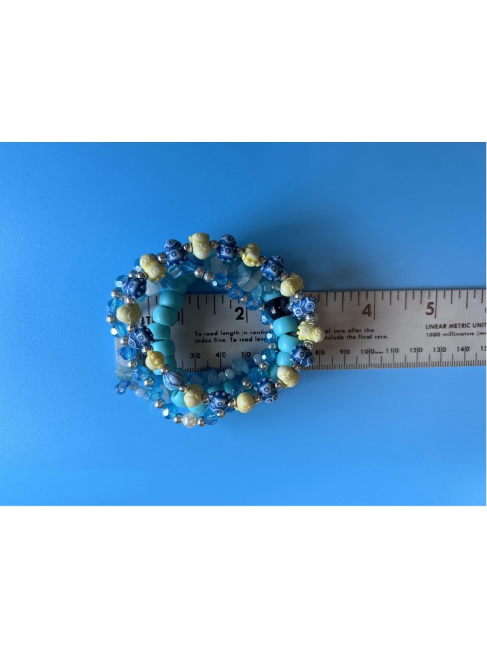 Bracelet Set Blue Glass Beaded Stretch 4 Piece Boho Stack Jewelry 7 In - Picture 8 of 8